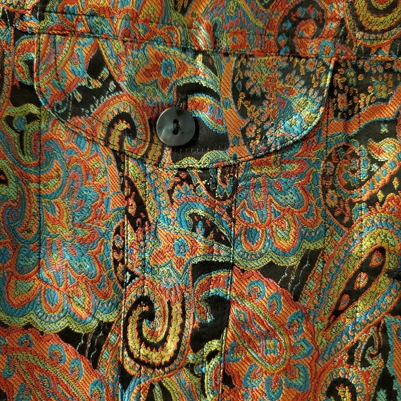 Chico's Copper/Rust Paisley Long Sleeve Shirt/Jacket - Picture 4 of 13